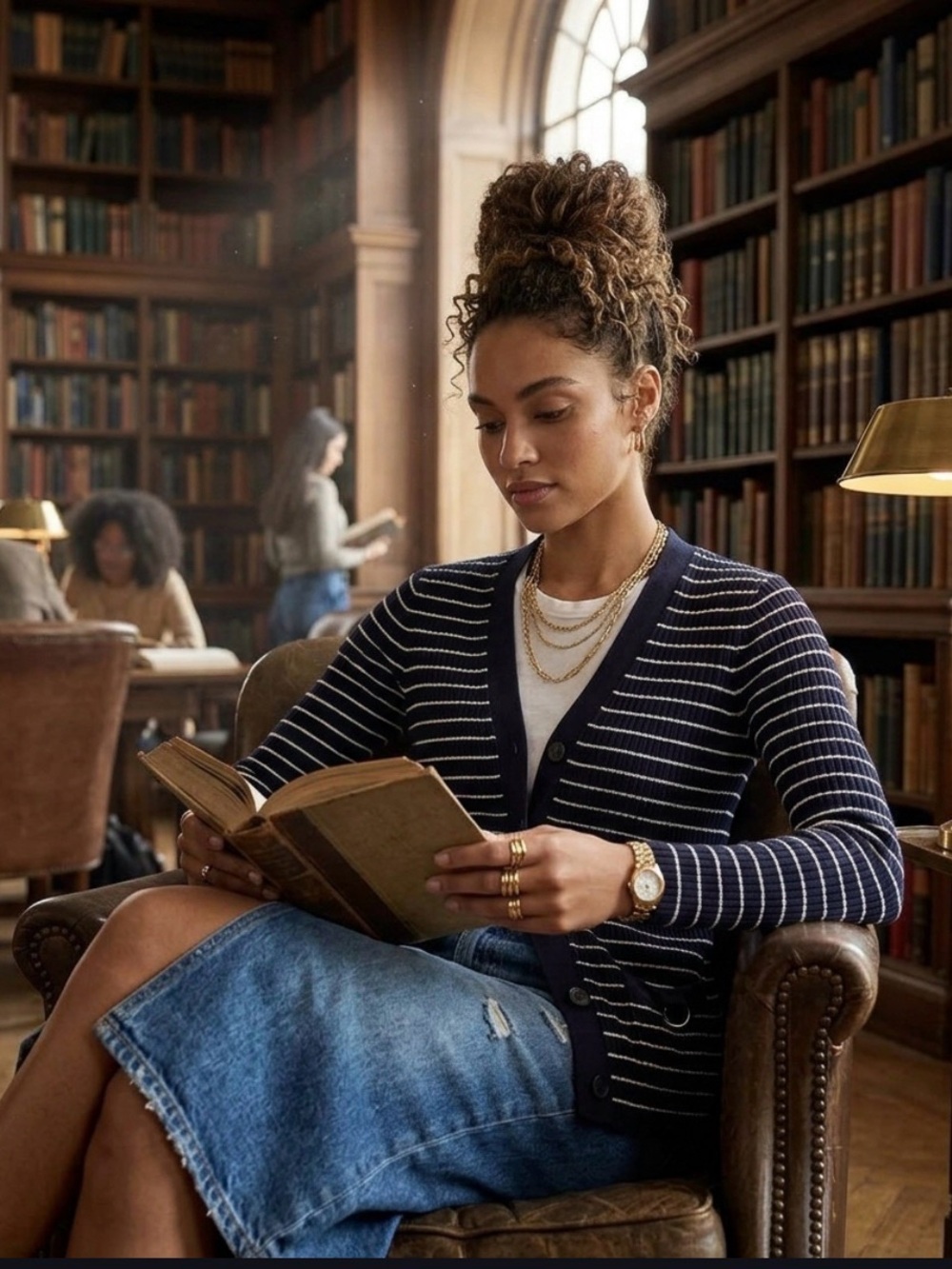 Lauren Ralph Lauren Navy & White Striped Button Cardigan